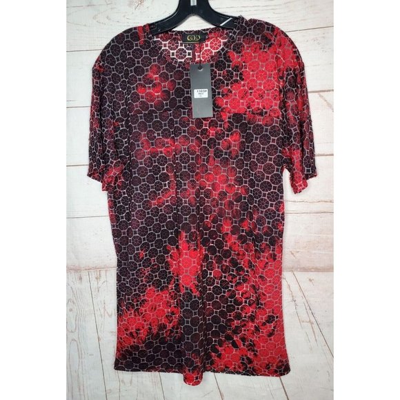 Gold Leaf Red Brown Breathable Small Designer Short Sleeve Shirt - Picture 1 of 12